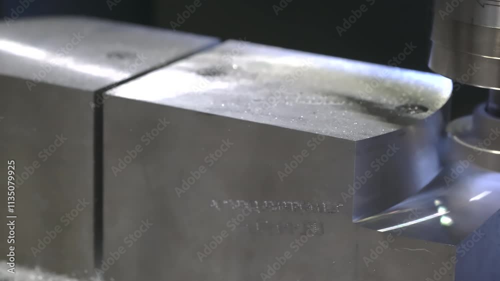 Poster the milling process on cnc milling machine. the metal working concept on the milling machine.