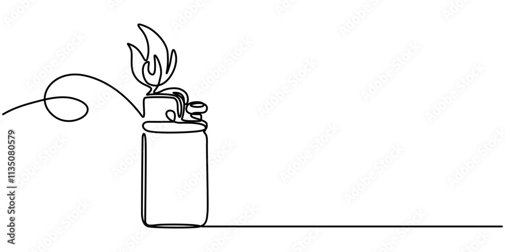 Leinwandbilder continuous line drawing. lighter. black isolated on white background. hand drawn vector illustration
