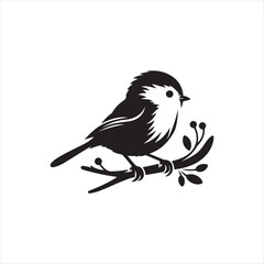  little bird on branch silhouette vector logo 