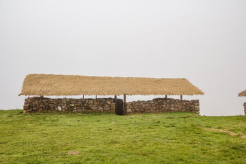 Foggy day at Sector 5 Puca Corral, Sondor Ruins of the Chankas Culture - Pacucha District, Apurimac, Peru