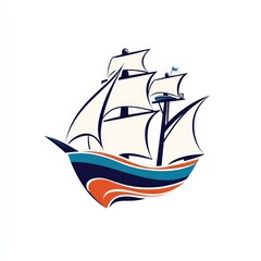 Design of ship icon logo illustration isolated on white background