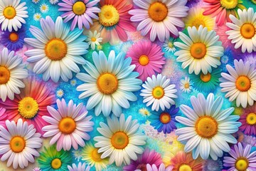 Obraz premium Seamless daisy design: adorable, trendy wallpaper and fabric print.