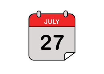 icône calendrier date - 27 juillet en anglais