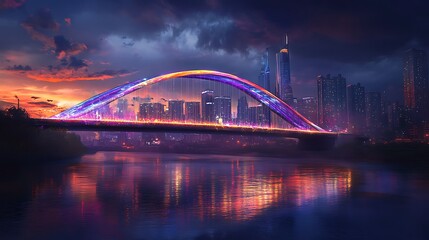 Obraz premium Urban Mystique Illustration with Cityscapes, Neon Lights, and Mysterious Atmosphere