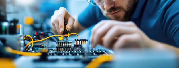 Fiber optic cable installation workshop technical procedure indoor environment close-up view efficient connectivity solutions