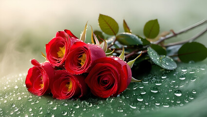 red rose with water drops