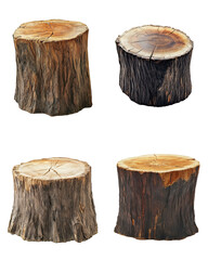 Rustic Tree Stumps Cross Section Set