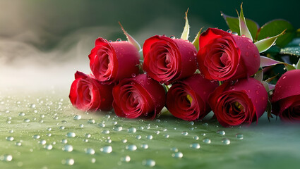 pink roses with droplets