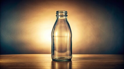 Vintage Glass Bottle Mockup: Empty Clear Bottle with White Cap, Product Packaging Design