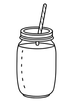 mason jar drink with straw clip art preview