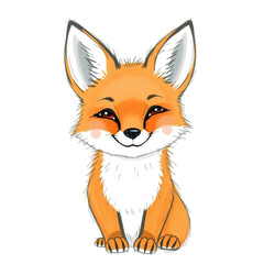 Obraz premium Adorable watercolor illustration of a smiling fox, perfect for art prints and nature-themed designs.