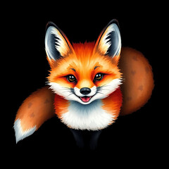 Fototapeta premium Adorable watercolor illustration of a smiling fox, perfect for art prints and nature-themed designs.