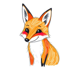 Obraz premium Adorable watercolor illustration of a smiling fox, perfect for art prints and nature-themed designs.