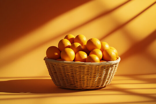 Basket of oranges in the sun