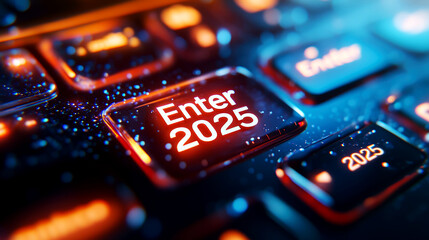 Obraz premium New year 2025 business banner design digital workspace creative graphics festive environment vibrant viewpoint celebration concept