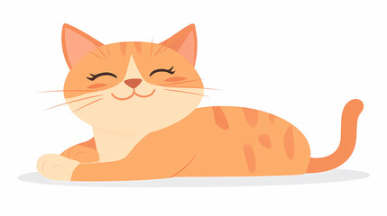 Cat character, being petted pose, blissful expression, flat design illustration, happy, isolated on white background. Blissful. Illustration