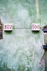 detail of a typical coloured building in Liguria