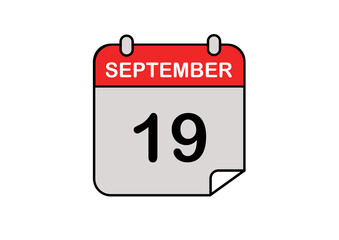 icône calendrier date - 19 septembre en anglais