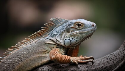 Fototapeta premium Lizard Resting on a Branch in a Natural Setting
