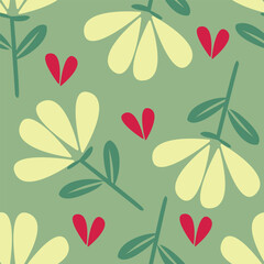 Fototapeta premium Seamless floral pattern, liberty ditsy print, vintage ornament with plant drawing. Elegant botanical design: hand drawn small flowers, tiny leaves, bouquets on a light background.