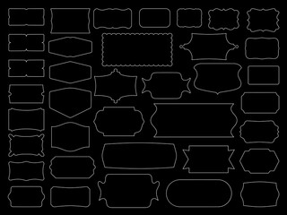 Obraz premium Set of frames: white, black, white outline, black outline. Background, border, design, picture, element, frame, geometric, graphic, icon, illustration, isolated, label