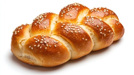 Freshly baked sesame challah bread bakery food photography studio setting close-up