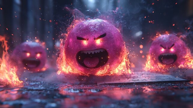 Futuristic Interface with Emoticons Representing Sentiment Analysis Concept - Powered by Adobe