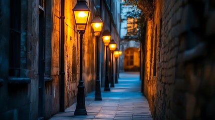 Fototapeta premium Urban Mystique Illustration with Cityscapes, Neon Lights, and Mysterious Atmosphere