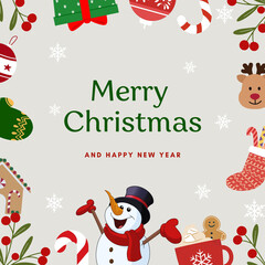 Merry Christmas and Happy new year white background