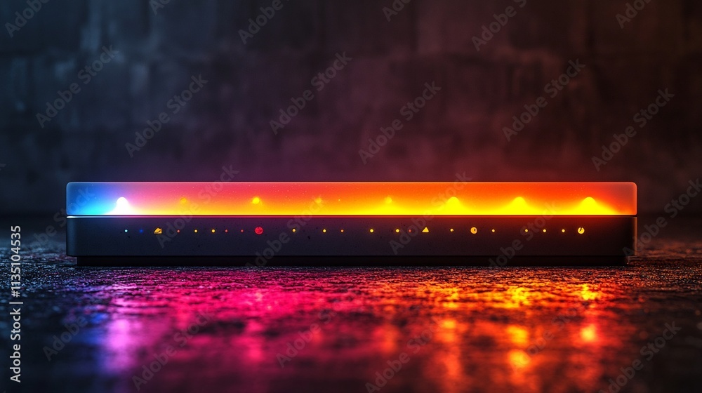 Poster futuristic device displaying glowing spectrum of emotions with real time sentiment analysis