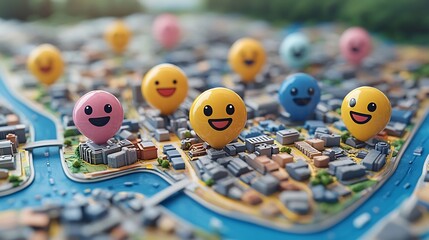 Sentiment Mapping of a Digital City with Hovering Emoticon Symbols