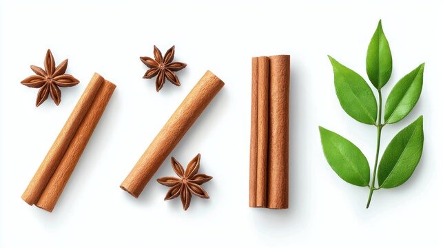 Cinnamon sticks and star anise arrangement kitchen food photography natural top-down spices - Powered by Adobe