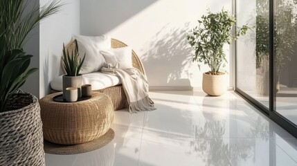 Cozy Living Space with Natural Light and Greenery