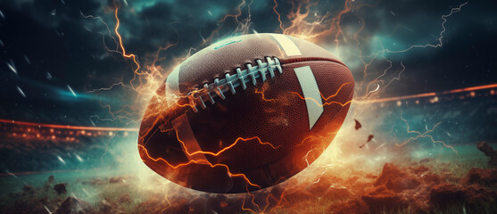 American football ball on an attractive graphic composition