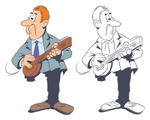 Funny man with guitar.