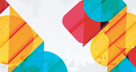 Squares, circles and triangles and grainy noisy texture. Vector Illustration For Wallpaper, Banner, Background, Card, Book Illustration, landing page