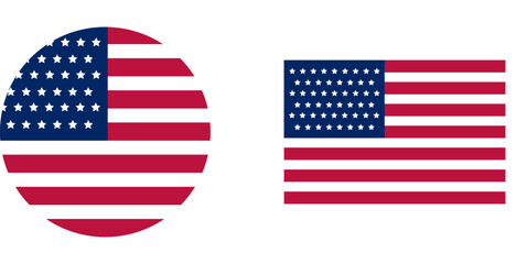 Flag of USA icon United States American national symbol. Vector illustration