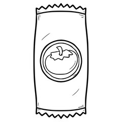 tomato sauce sachet illustration hand drawn outline vector