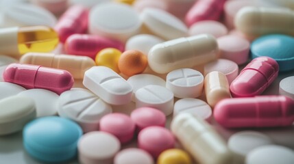 Assorted Pharmaceutical Medicine Pills and Tablets for Various Health Needs and Treatment Schedules