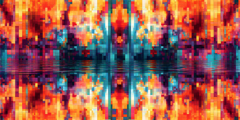 Fototapeta premium Fiery Cityscape Reflection 