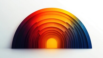 Obraz premium A vibrant, layered arch design resembling a sunset or sunrise, symbolizing warmth and depth.
