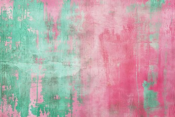 Obraz premium Pink and green wall with a textured surface