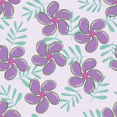 Seamless floral pattern, liberty ditsy print of mini pretty bouquets. Cute botanical design: small hand drawn flowers, tiny leaves in an abstract composition on a light background