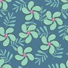 Seamless floral pattern, liberty ditsy print of mini pretty bouquets. Cute botanical design: small hand drawn flowers, tiny leaves in an abstract composition on a light background