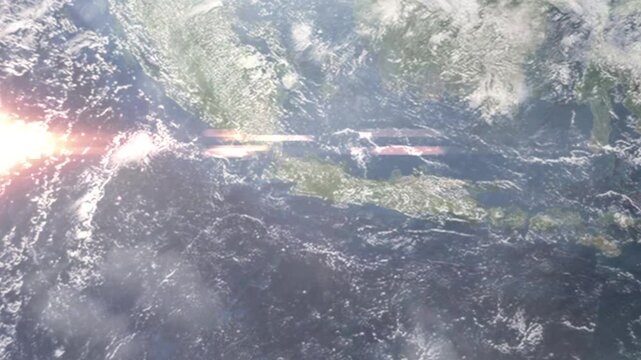 Zooming in on Cimahi, Indonesia frome space - Perfect for Travel Intros and Backgrounds. Realistic 3D Animation.