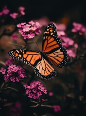 Obraz premium Stunning Monarch Butterfly on Vibrant Pink Flowers in Nature