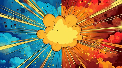 Vibrant Comic Book Explosion with Dynamic Blue and Red Backgrounds