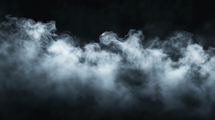 Fototapeta premium A stream of fog flows gracefully against a black background. Generative AI
