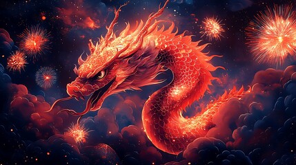 Red Dragon with Fire
