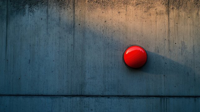 Red emergency button on a concrete wall. - Powered by Adobe